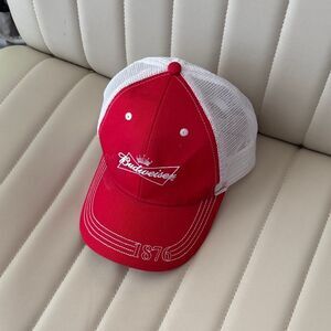 Budweiser Men's Red and White Hat